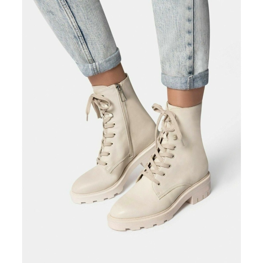 Dolce Vita Lottie Almond Toe Leather Combat Booties, 9.5M